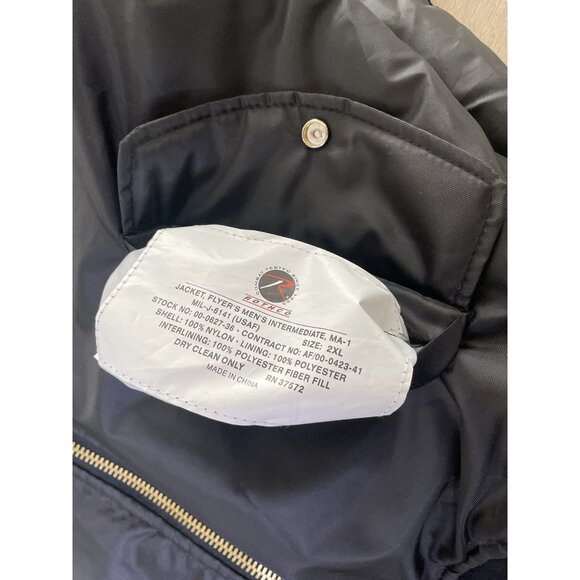 Rothco MA-1 Flight Reversible Bomber Jacket Men’s Black XXL Flag USA - Picture 4 of 10